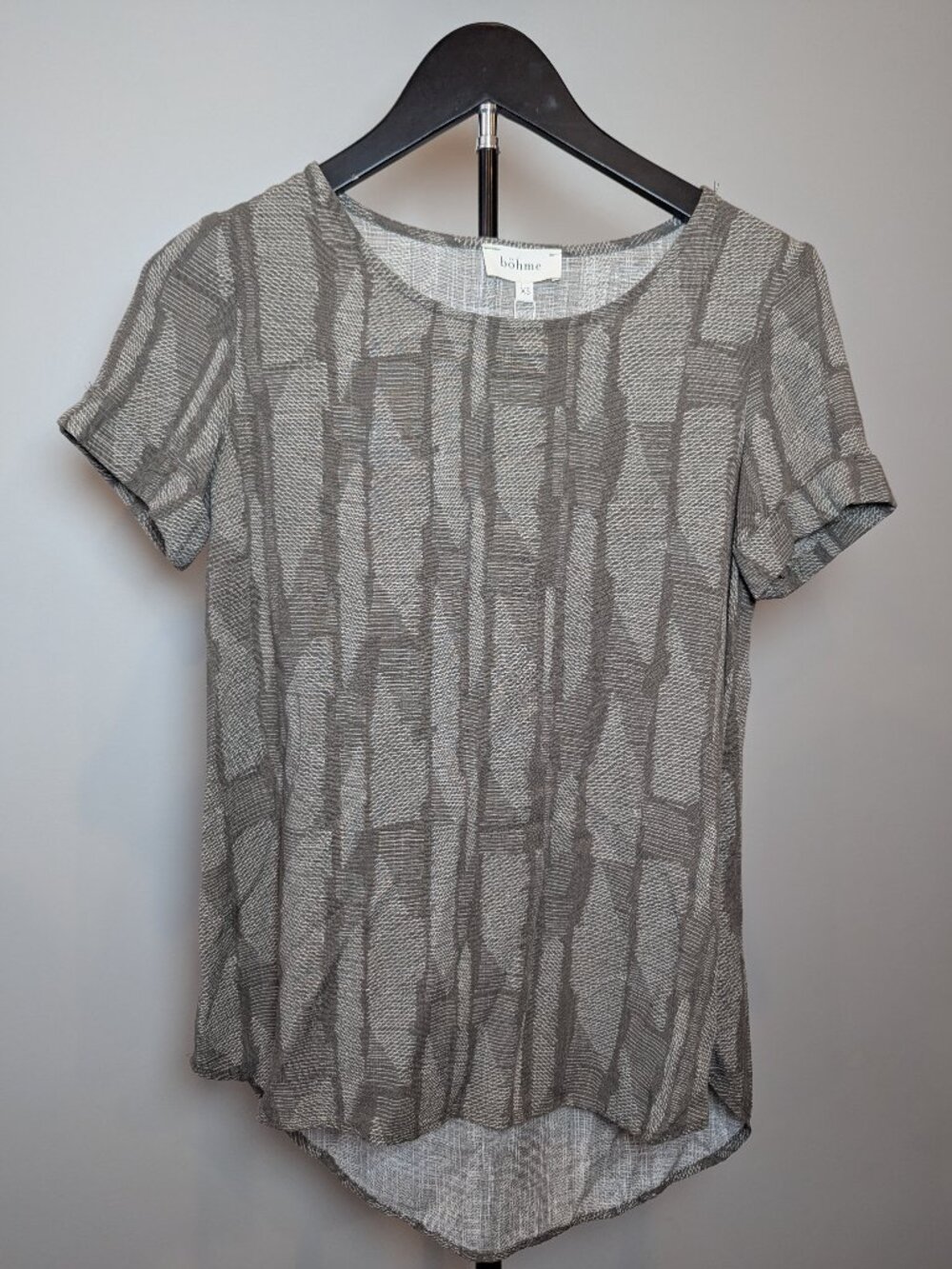 NWT Bohme Women's Size XS Brushstroke Blouse Grey Green